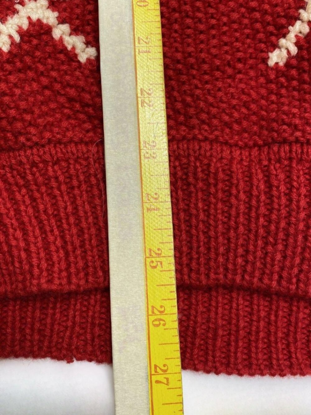 Boston Traders Vintage Geometric Wool Sweater Red Ivory Collared Chunky Knit - Picture 7 of 7